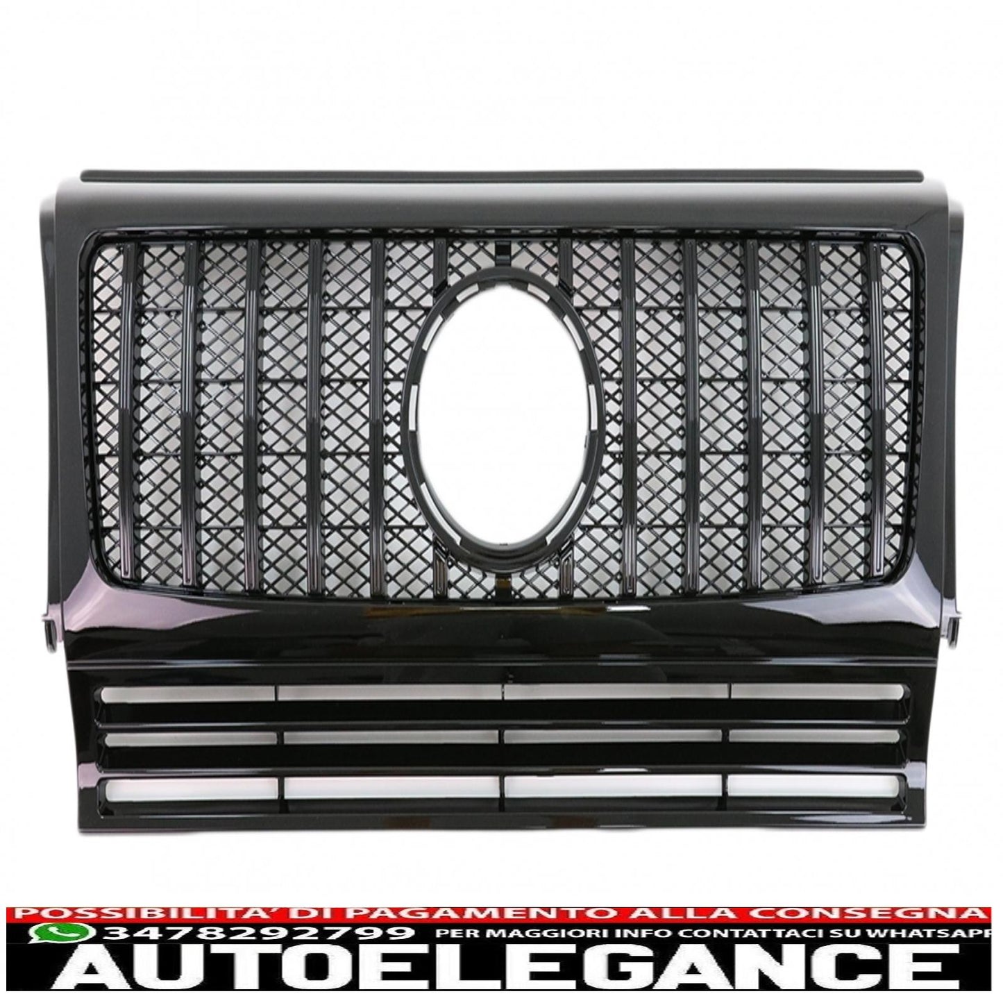 front grille suitable for mercedes g class w463 (1990-2014) new g63 gt-r design panamericana piano black