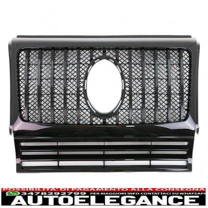 front grille suitable for mercedes g class w463 (1990-2014) new g63 gt-r design panamericana piano black