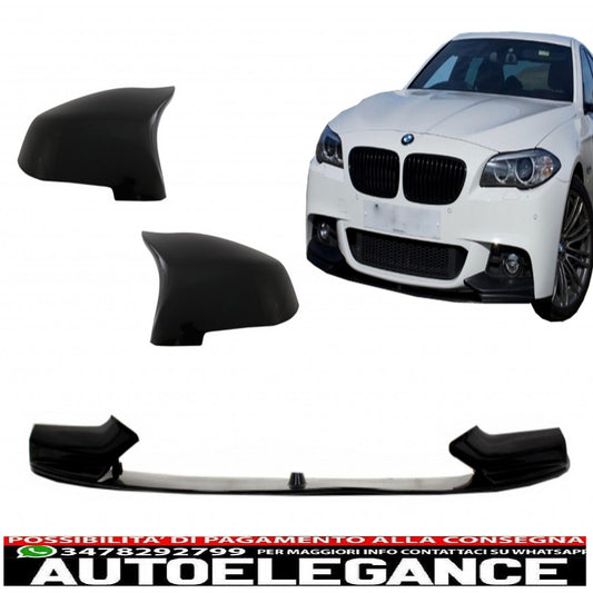 Labbro spoiler paraurti anteriore con coperture specchietti adatto per BMW serie 5 F10 F11 berlina Touring (2015-2017) M-Performance Piano Black