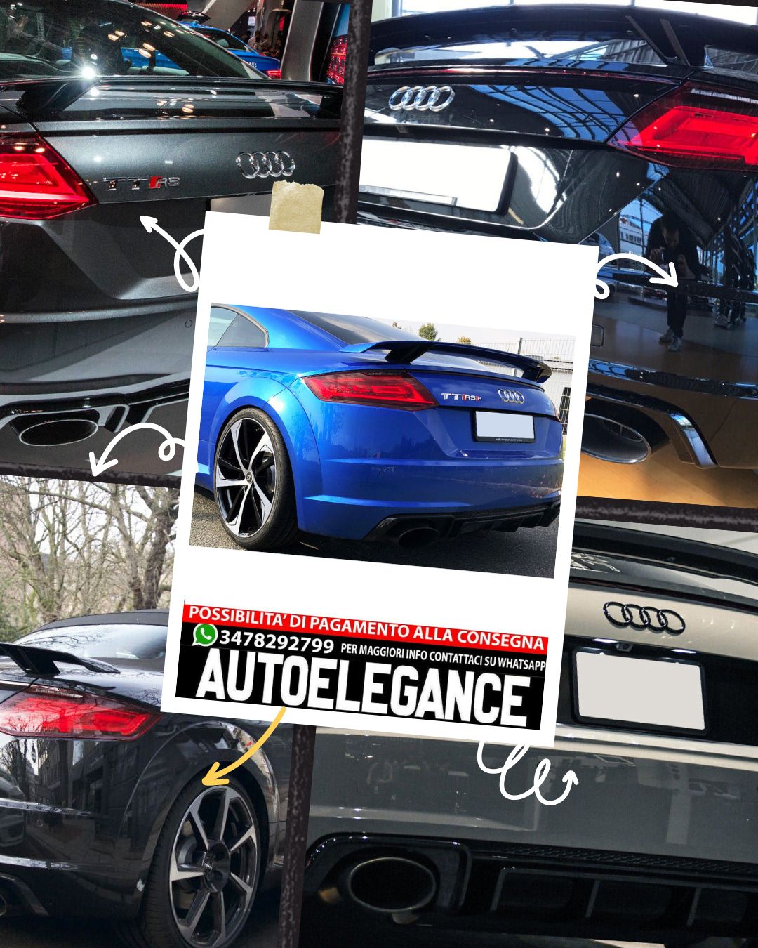 AUDI TT 8S S-LINE (2013-2016) TT RS LOOK SPOILER/DIFFUSORE PARAURTI POSTERIORE