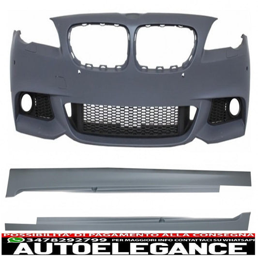 paraurti anteriore con minigonne laterali adatto per bmw f10 f11 serie 5 (2011-2014) design m-technik senza fendinebbia