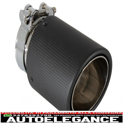 Universal Carbon Fiber Exhaust Muffler Tip Matte Finish Inlet 6.8cm/2.67inch