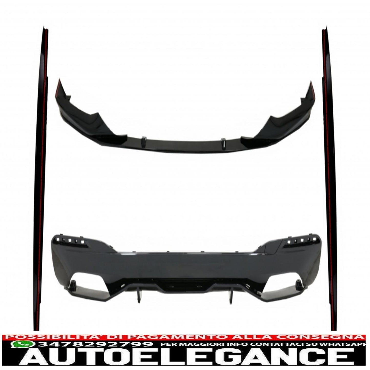 Labbro spoiler paraurti con diffusore ed estensione minigonne laterali adatto per bmw serie 5 g30 limousine g31 touring (2017-2019) m design sportivo