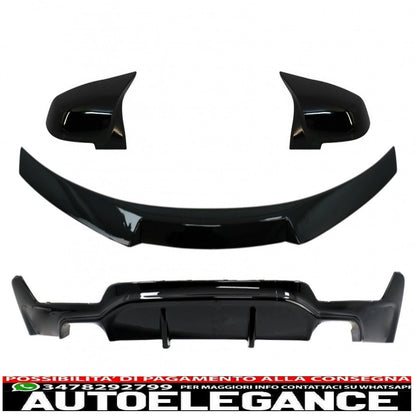 diffusore posteriore con spoiler per il bagagliaio e coperture degli specchietti adatto per BMW Serie 4 F32 Coupé (2013-) M Performance Design