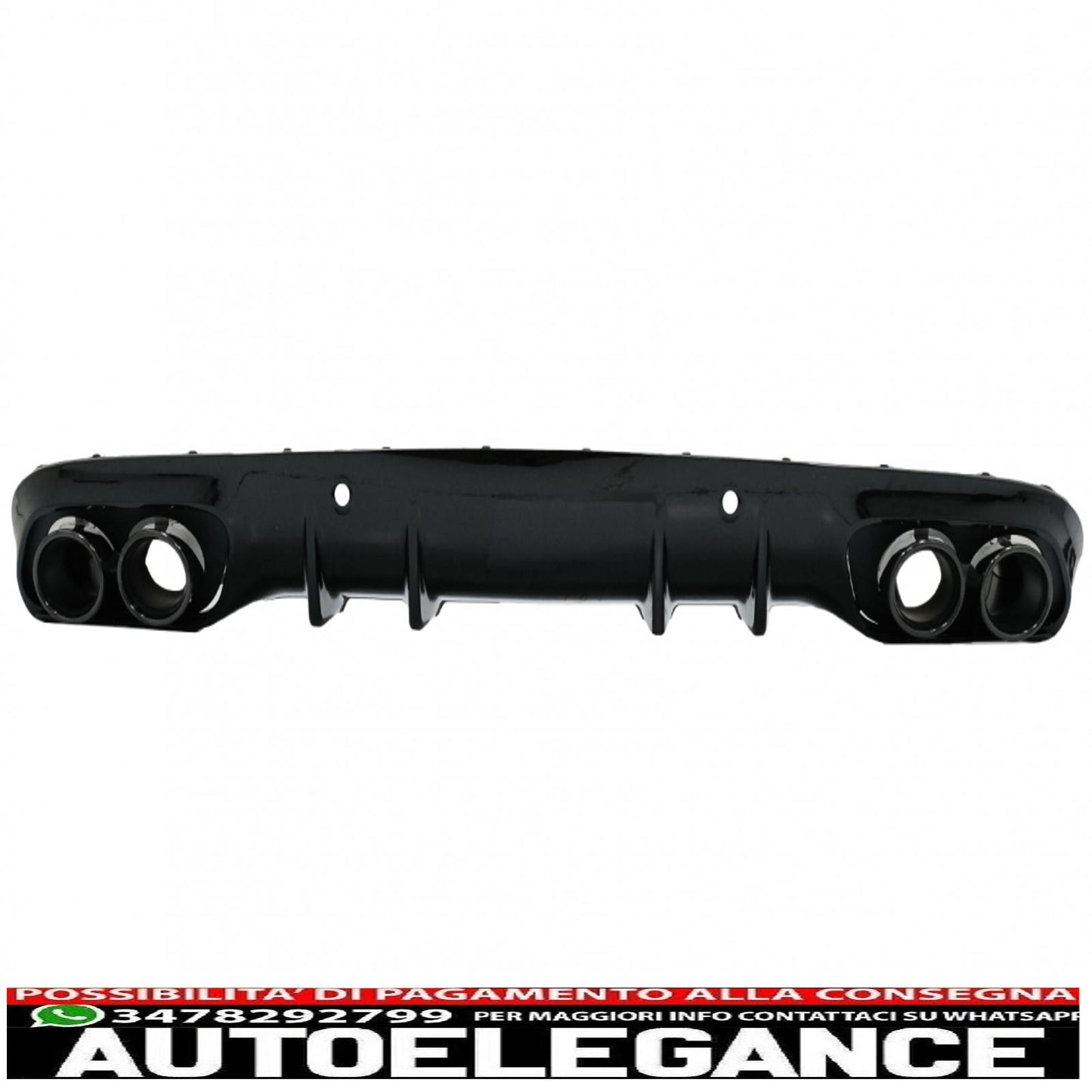 Diffusore mantovana per paraurti posteriore doppia uscita con terminali di scarico adatto per mercedes classe c c205 a205 coupe cabriolet (2014-2019) c43 design night package