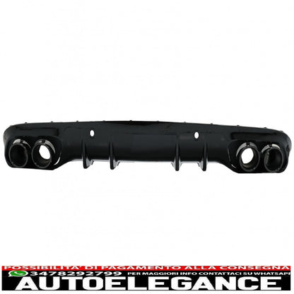 Diffusore mantovana per paraurti posteriore doppia uscita con terminali di scarico adatto per mercedes classe c c205 a205 coupe cabriolet (2014-2019) c43 design night package