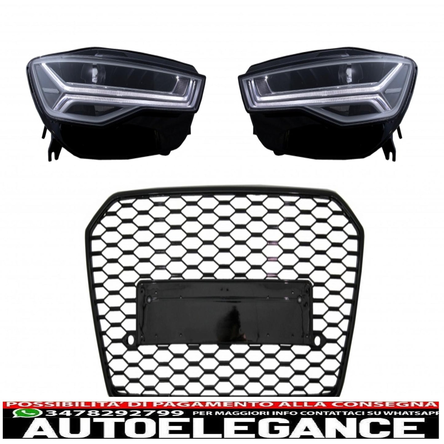 griglia anteriore con fari full led luci di svolta dinamiche sequenziali adatte per audi a6 c7 4g facelift (2015-2018) design a matrice rs6