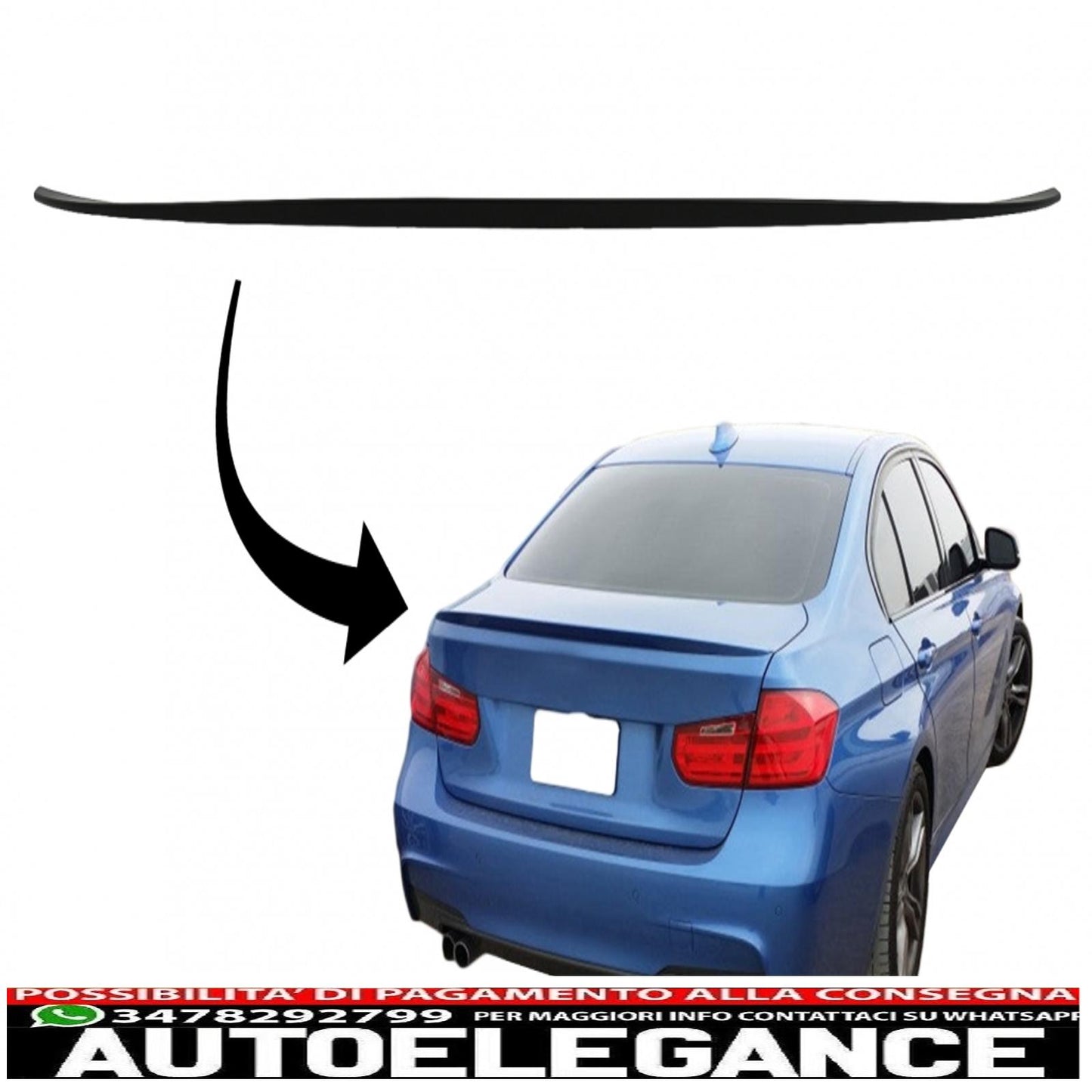 Boot lid spoiler suitable for BMW 3 Series F30 (2010 onwards) M3 design matt black 
