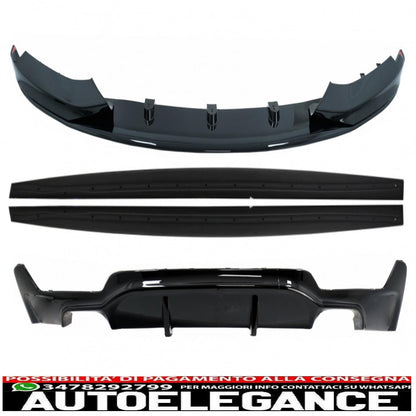 Labbro spoiler paraurti anteriore adatto per BMW Serie 4 F32 F33 F36 Coupe Cabrio Grand Coupe (2013-03.2019) con minigonne laterali estensioni labbra aggiuntive e diffusore paraurti posteriore doppia doppia uscita m-performance