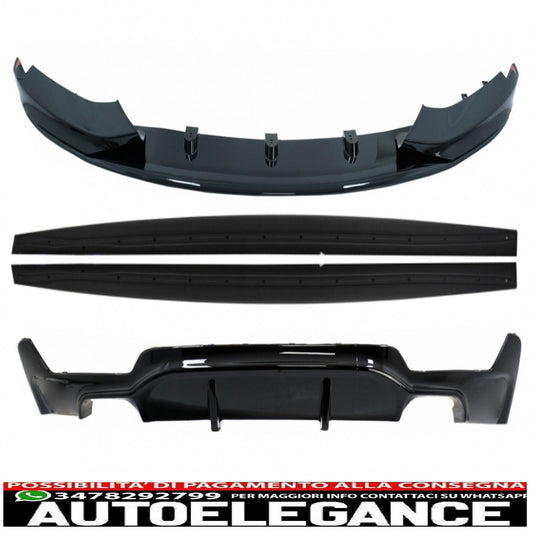 Labbro spoiler paraurti anteriore adatto per BMW Serie 4 F32 F33 F36 Coupe Cabrio Grand Coupe (2013-03.2019) con minigonne laterali estensioni labbra aggiuntive e diffusore paraurti posteriore doppia doppia uscita m-performance