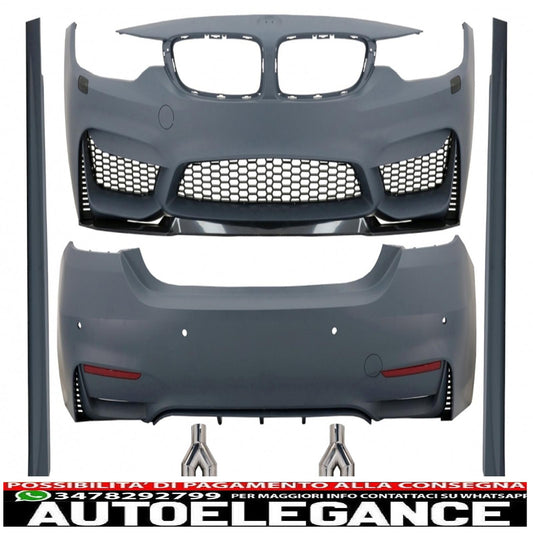 kit carrozzeria completo adatto per bmw serie 4 f32 f33 coupé cabrio (2013-2019) con terminali di scarico in fibra di carbonio m4 design