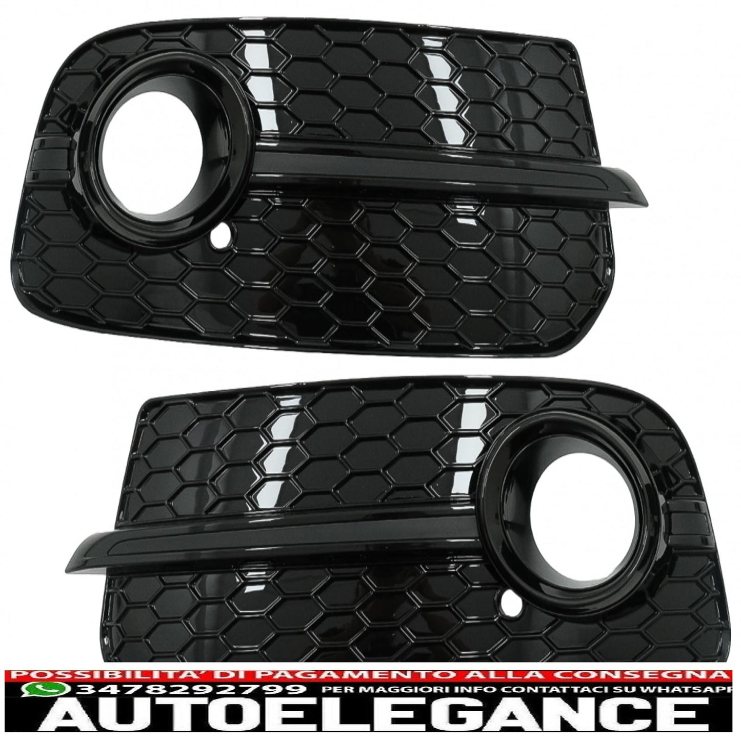 Copri fendinebbia griglie laterali adatti per audi q5 suv 8r facelift (2012-2016) completamente nero design rs AUTOELEGANCERICAMBI