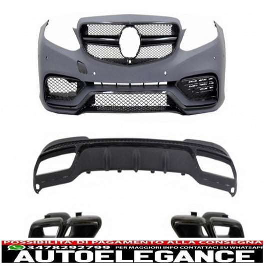 Paraurti anteriore adatto per mercedes classe e w212 s212 facelift (2013-2016) con diffusore posteriore terminali di scarico per sport pack black edition