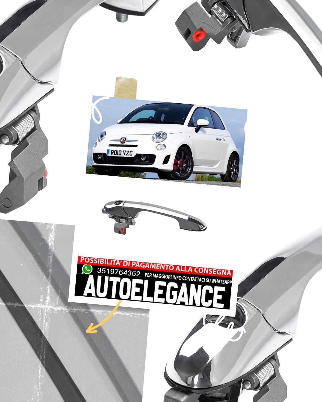 Maniglia porta esterna lato guidatore anteriore sinistra per FIAT 500 500C 2007+