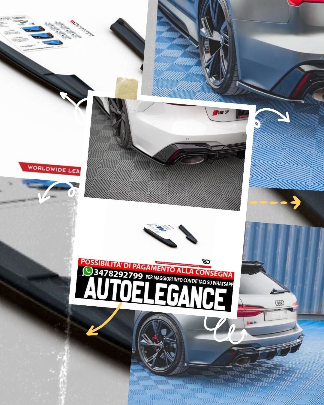 SPLITTER LATERALI POSTERIORI ADATTO PER V.2 AUDI RS6 C8 / RS7 C8  (2019- )