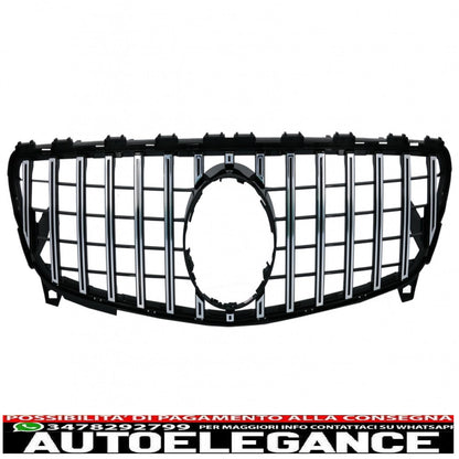 central grille suitable for mercedes a-class w176 restyling (09.2015-2018) a45 gt-r design panamericana black chrome