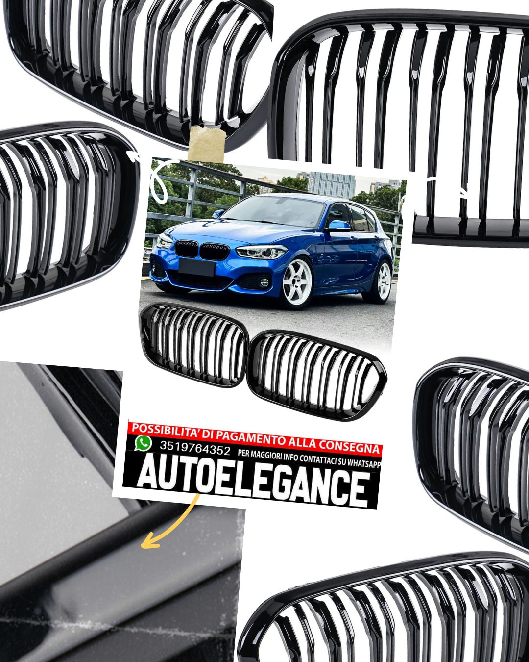 Double gangway kidney grille suitable for BMW 1 Series F20 F21 LCI 2015 