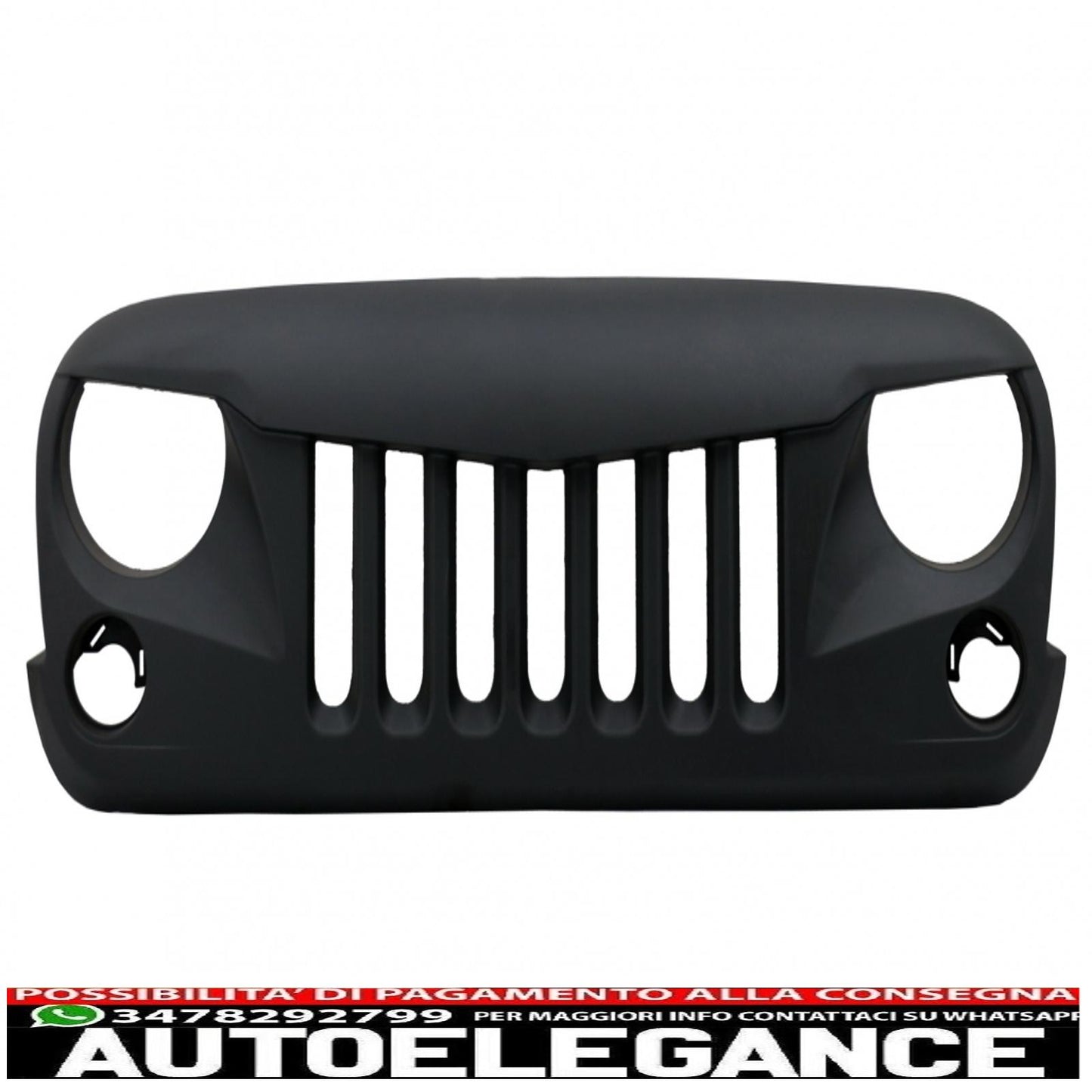 griglia anteriore centrale adatta per Jeep Wrangler / Rubicon JK (2007-2017) Eagle Eyes nero opaco