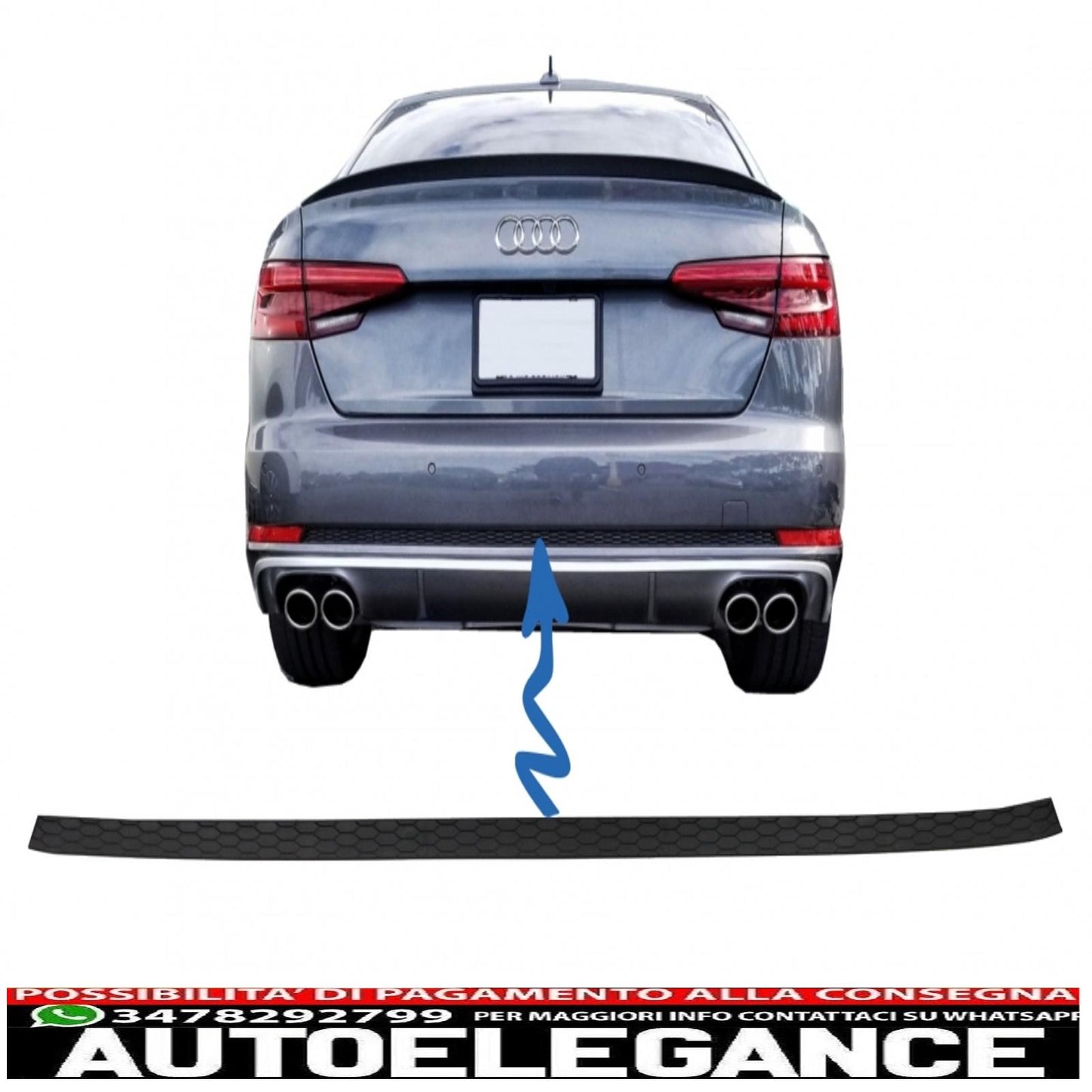 Rivestimento paraurti posteriore adatto per audi a4 b9 8w (2016-2018) berlina avant s-line design per paraurti normale
