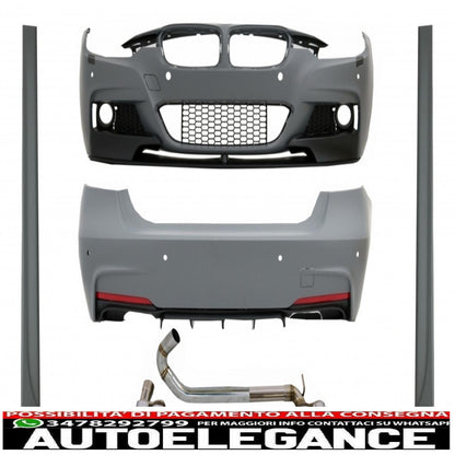 Complete body kit with dual exhaust tips and dual exhaust tips suitable for BMW 3 Series F30 (2011-2019) M-Performance design