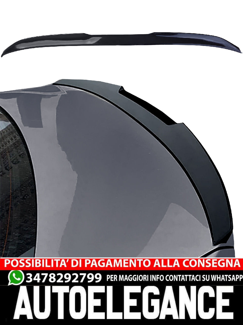 Labbro Spoiler Posteriore Universale Performance in Nero Lucido 120x7cm
