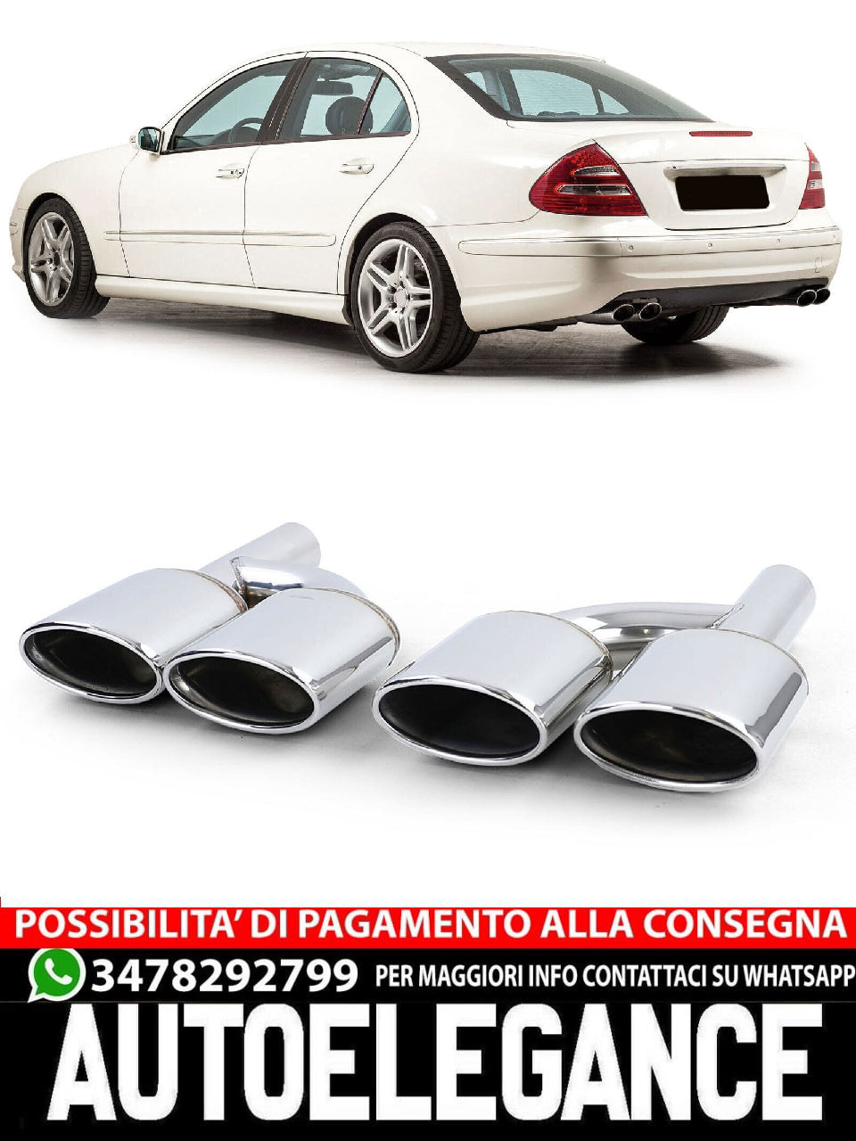 Terminali di scarico sportivi in acciaio inox aftermarket compatibile con Mercedes W204 W211 W164 W166 W221 R230