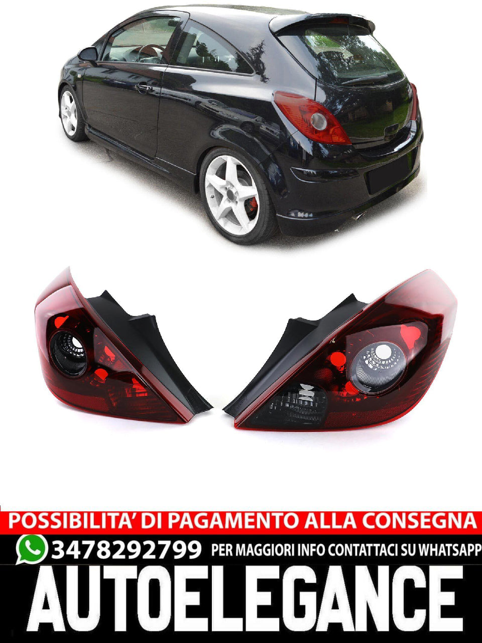 Fanali posteriori OPC ottiche fumè per Opel Corsa D 3 porte dal 06