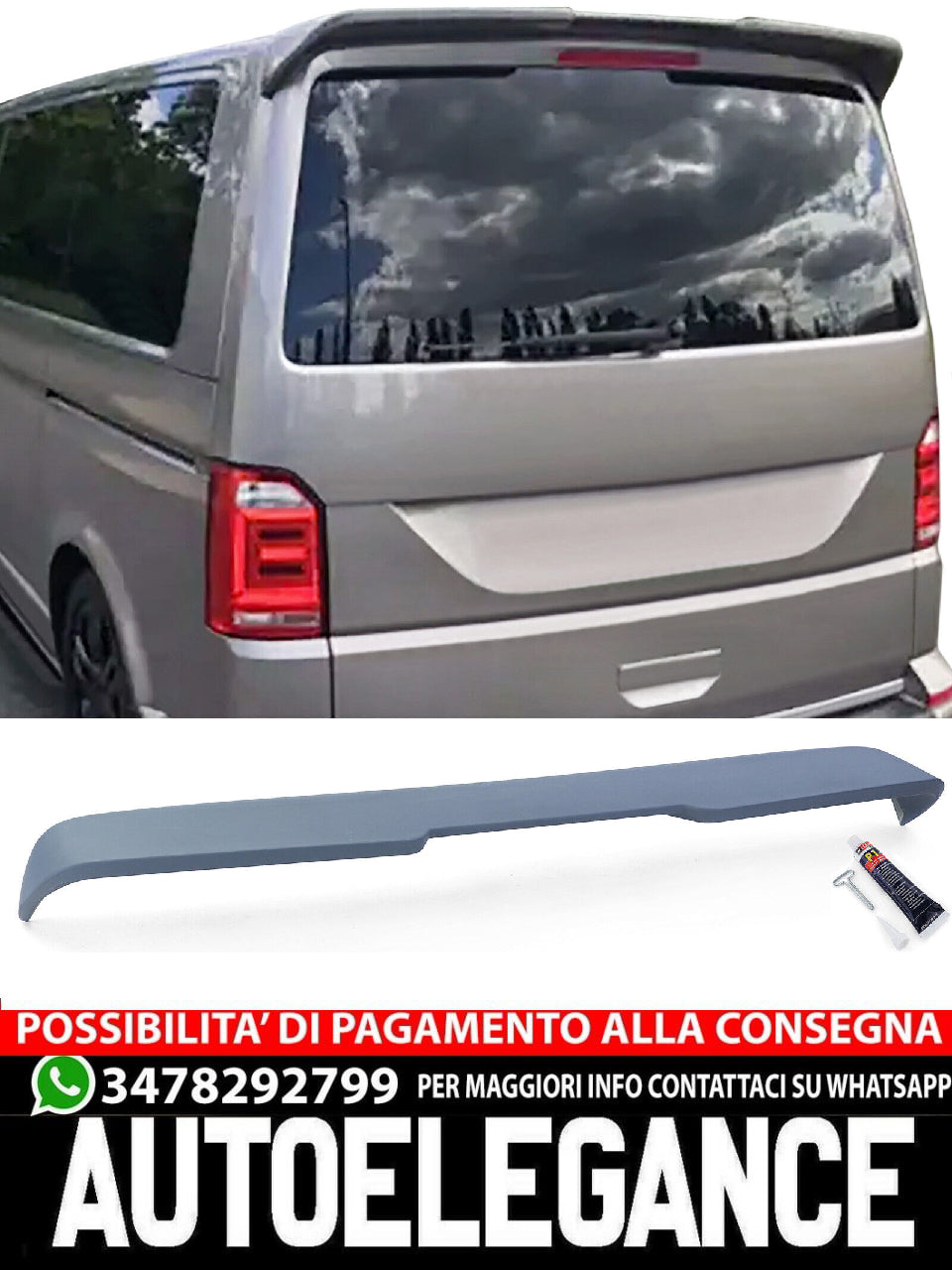 Sport rear roof spoiler edition aftermarket spoiler compatible with VW Bus T6 T6.1 with hatchback from 15 
