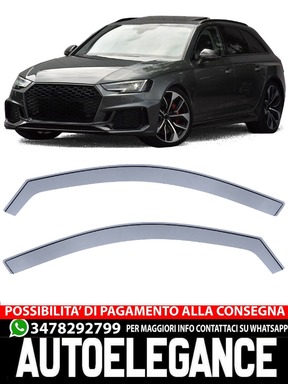 Aftermarket Black Smoke Windscreen Rain Deflector Compatible with Audi A4 8W B9 from 15 
