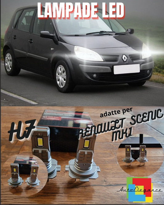KIT LED H7 PER RENAULT SCENIC MK1 6000K BIANCO 6000 LUMEN CANBUS ANABBAGLIANTI