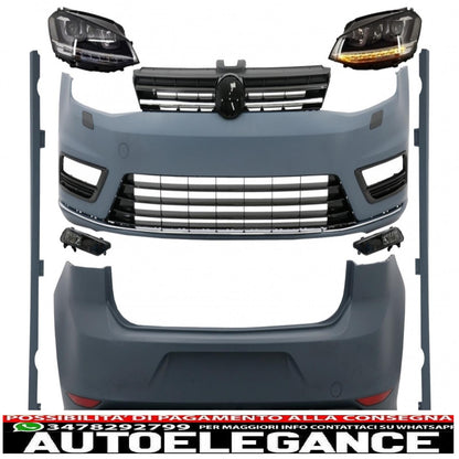 complete body kit suitable for vw golf 7 vii 2012-2017 r-line look with 3d led headlights drl cornering lights silver