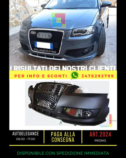 ⭐PARAURTI RS3 ANTERIORE ADDATO PER AUDI A3 8P 2005-2008 LOOK RS3⭐