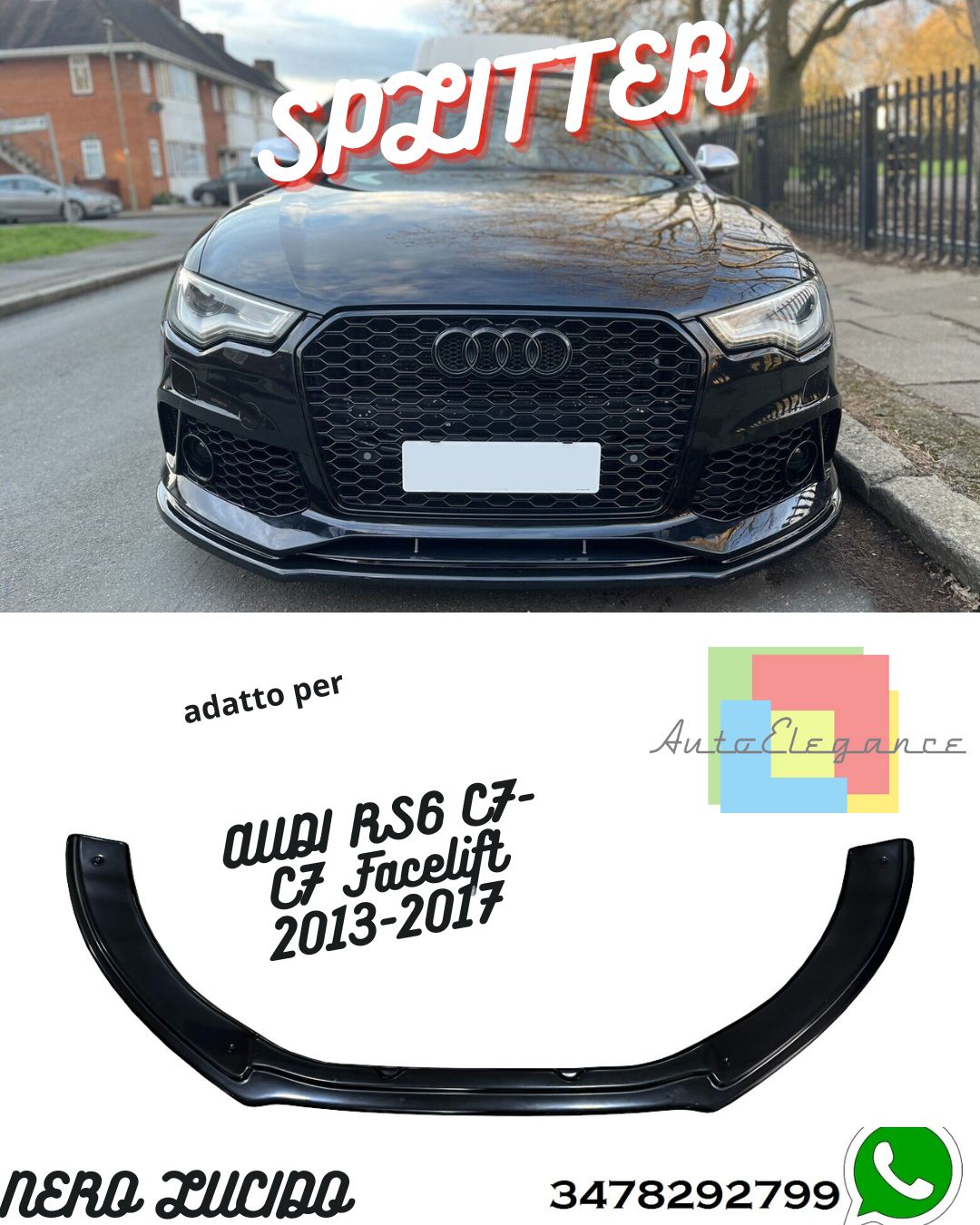 Splitter Anteriore AUDI RS6 C7-C7 Facelift 2013-2017 Con ABE TÜV