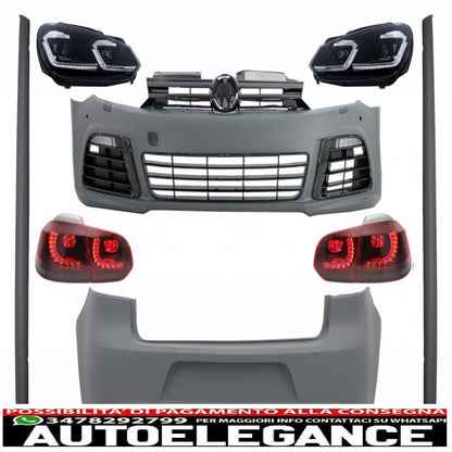 complete body kit suitable for vw golf vi 6 mk6 (2008-2013) r20 design with dynamic sequential cornering light smoke glass 