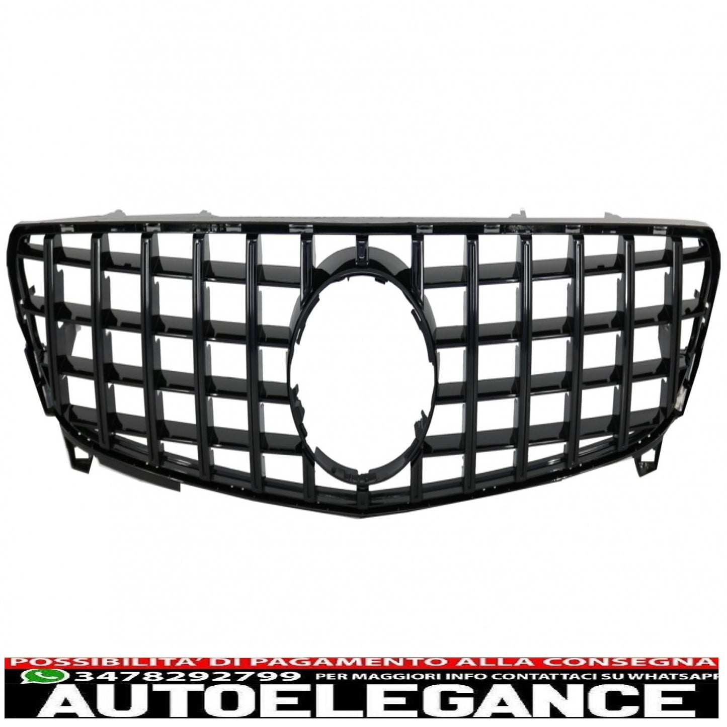 central grille suitable for mercedes a-class w176 restyling (09.2015-2018) a45 gt-r design panamericana all black