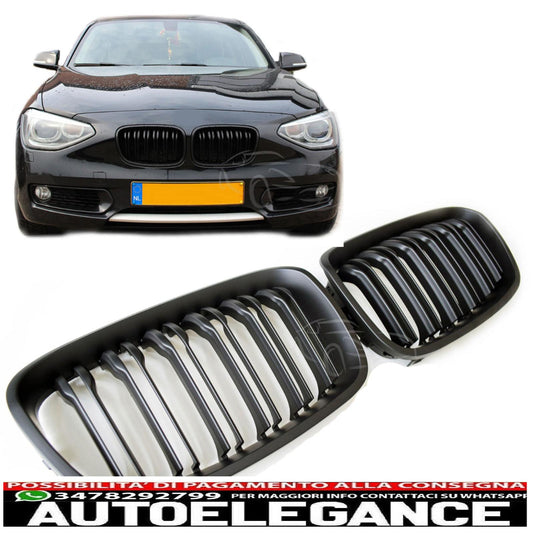 Adatto alla griglia del radiatore BMW Serie 1 F20 F21-15 doppia barra nero opaco AUTOELEGANCERICAMBI