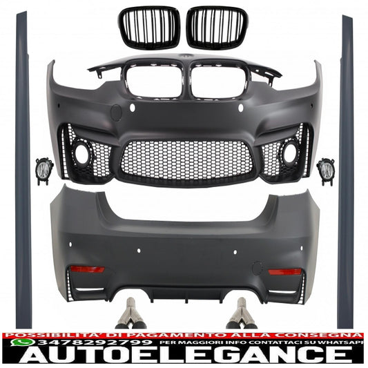 kit carrozzeria adatto per bmw f30 (2011-2019) evo ii m3 m-power cs design con doppi terminali di scarico in carbonio