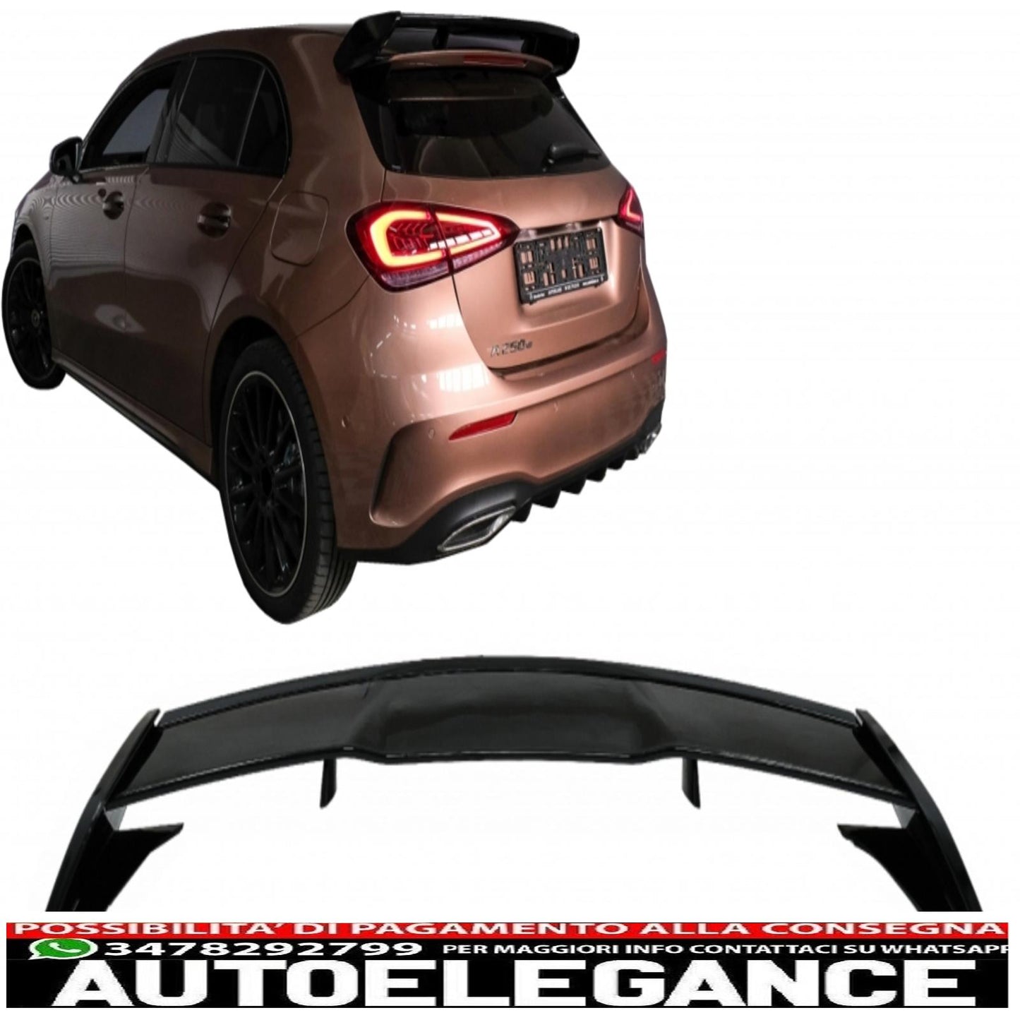 Trunk Lid Spoiler Fit For Mercedes A-Class W177 Hatchback Se (2018-up) A45 Design Piano Black