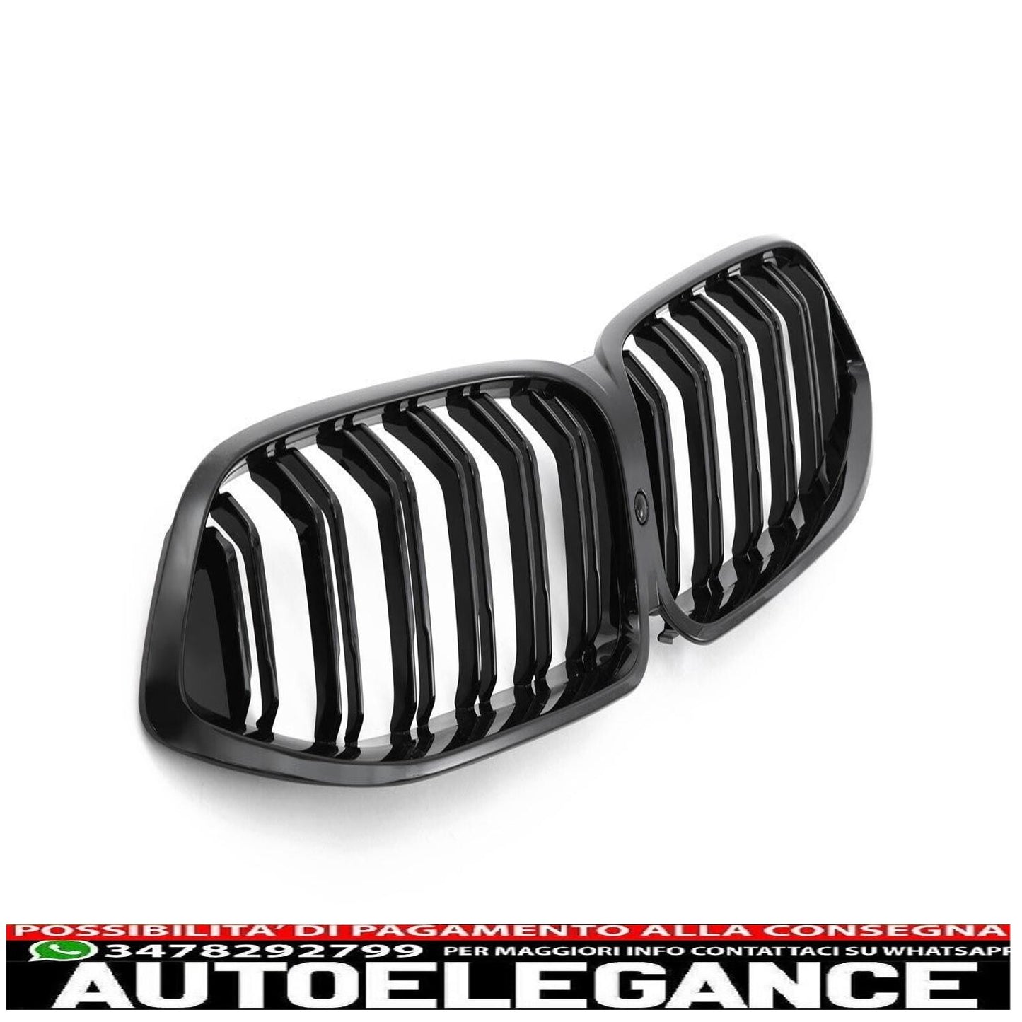 Per griglia del radiatore BMW Serie 8 G14 G15 G16 doppia barra nero lucido