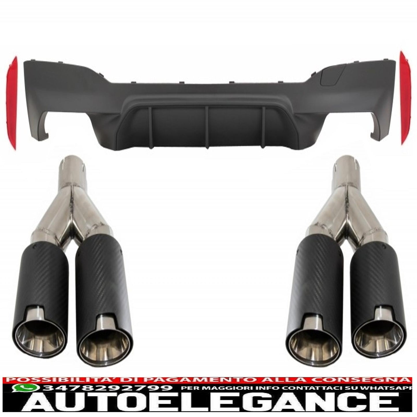 Diffusore del paraurti posteriore nero opaco con terminali di scarico doppi in carbonio adatti per BMW Serie 5 G30 G31 dal 2017 in poi design M5