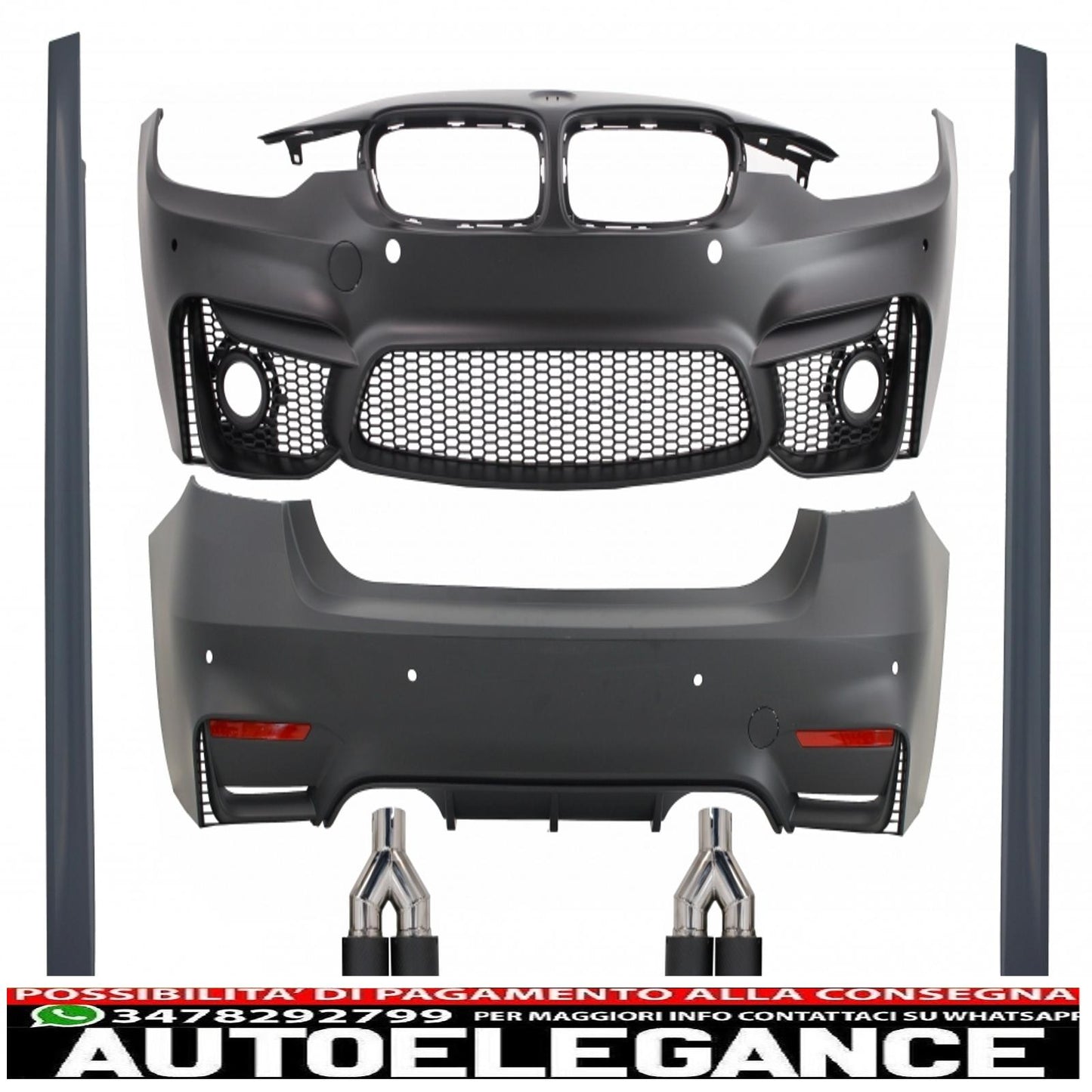 body kit suitable for bmw 3 series f30 (2011-2019) evo ii m3 cs design with carbon fiber exhaust tips