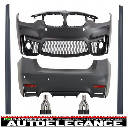 body kit suitable for bmw 3 series f30 (2011-2019) evo ii m3 cs design with carbon fiber exhaust tips