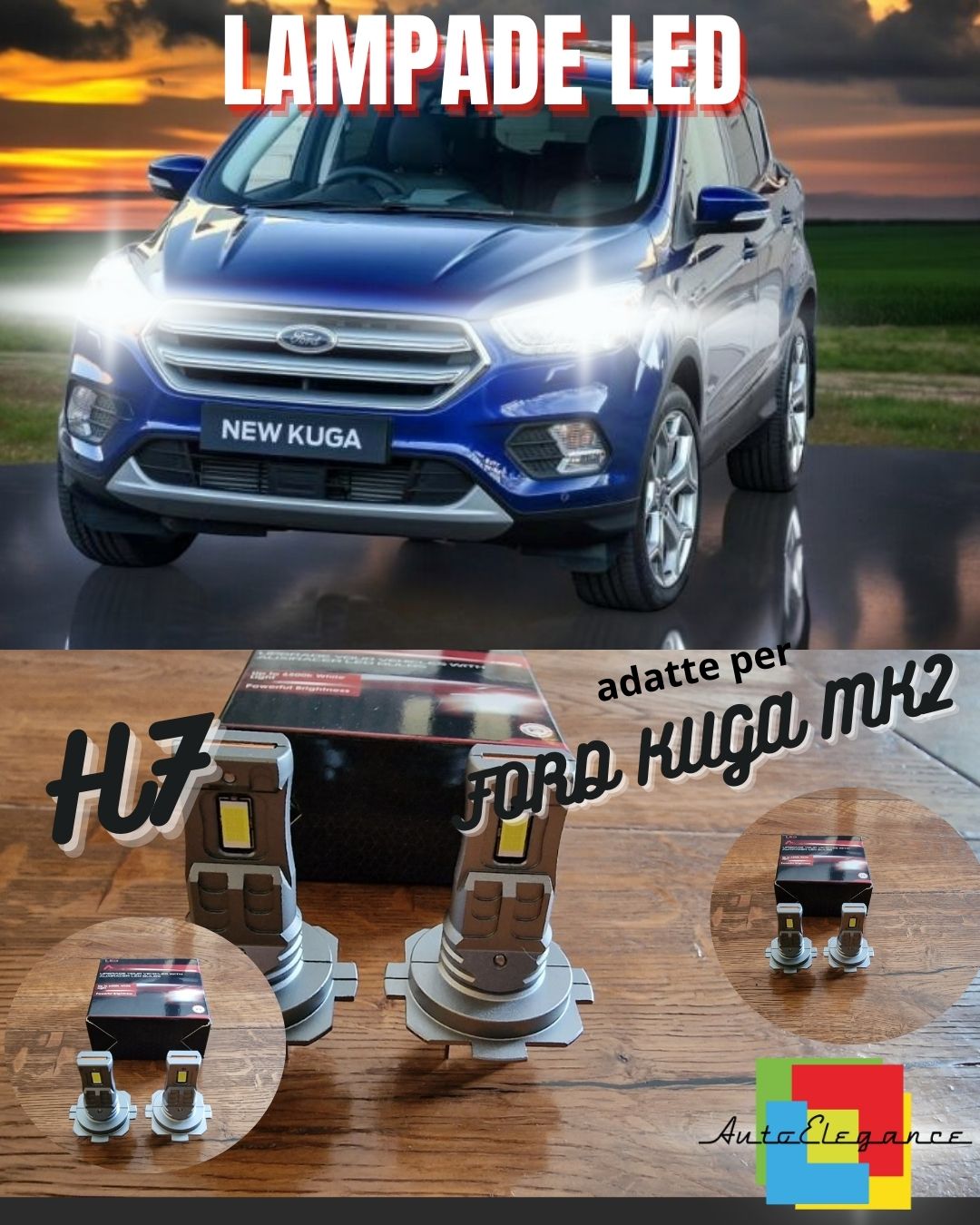 KIT LED H7 PER FORD KUGA MK2 II 6000K BIANCO 6000 LUMEN CANBUS ANABBAGLIANTI