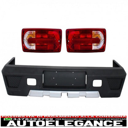 Rear bumper suitable for mercedes w463 g-class (1989-2017) with red transparent rear lights design g63 g65 