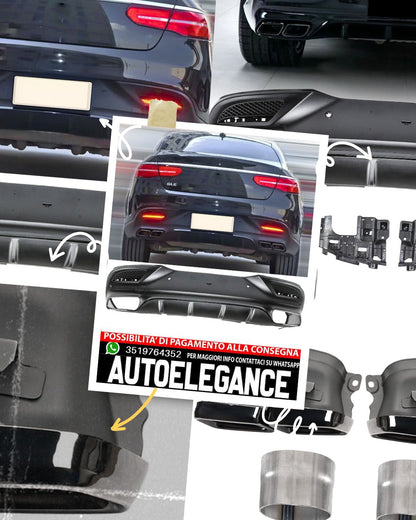 Diffusore posteriore doppio tubo adatto per Mercedes GLE C292 pacchetto nero