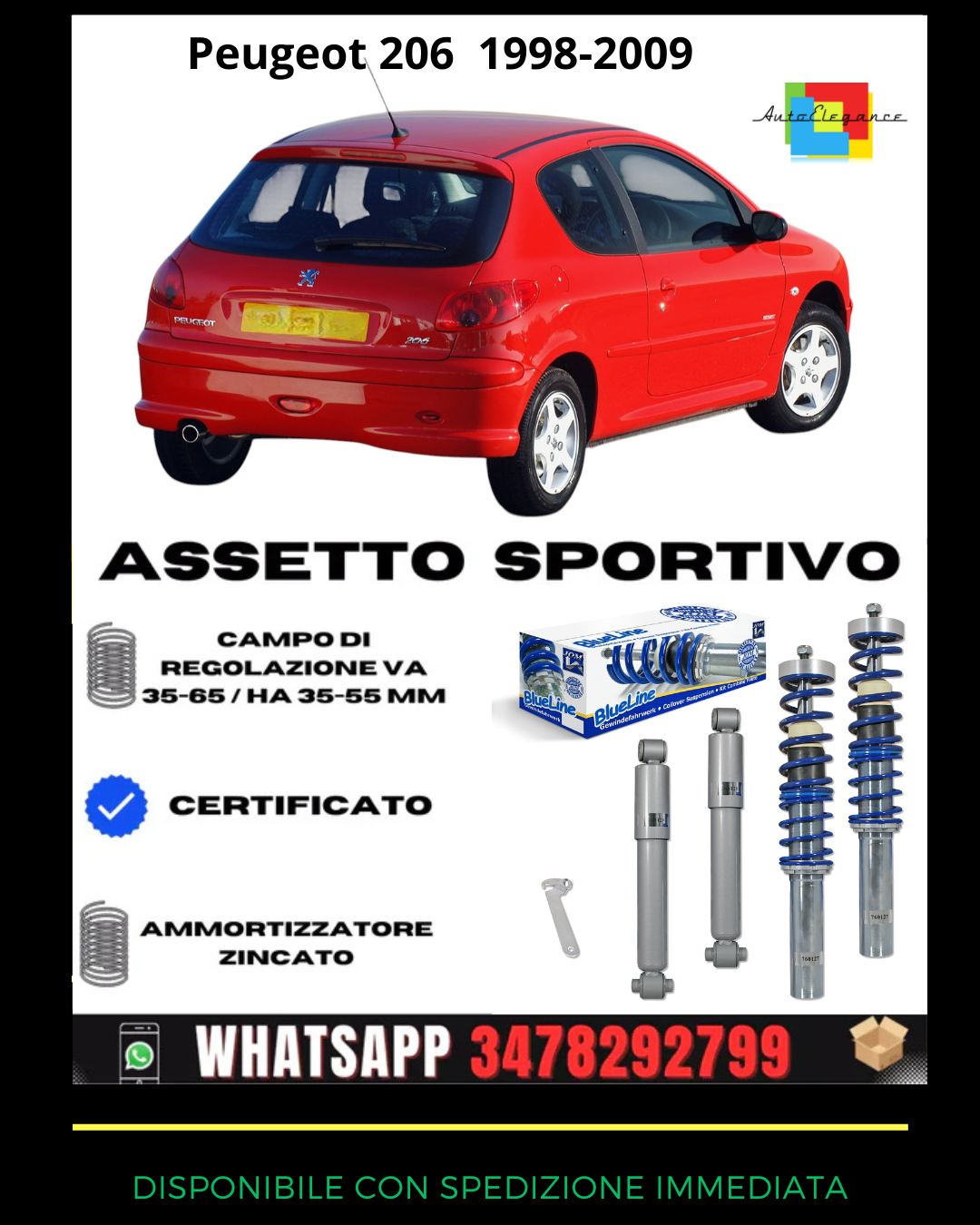 🔥Assetto sportivo PER Peugeot 206 anno 08.1998-2009 station wagon 02-07🔥