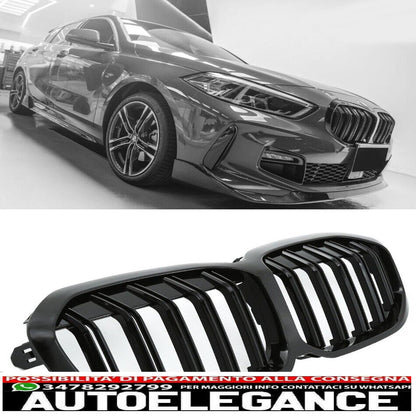 Per griglia del radiatore BMW Serie 1 F40 F41 doppia barra nero lucido