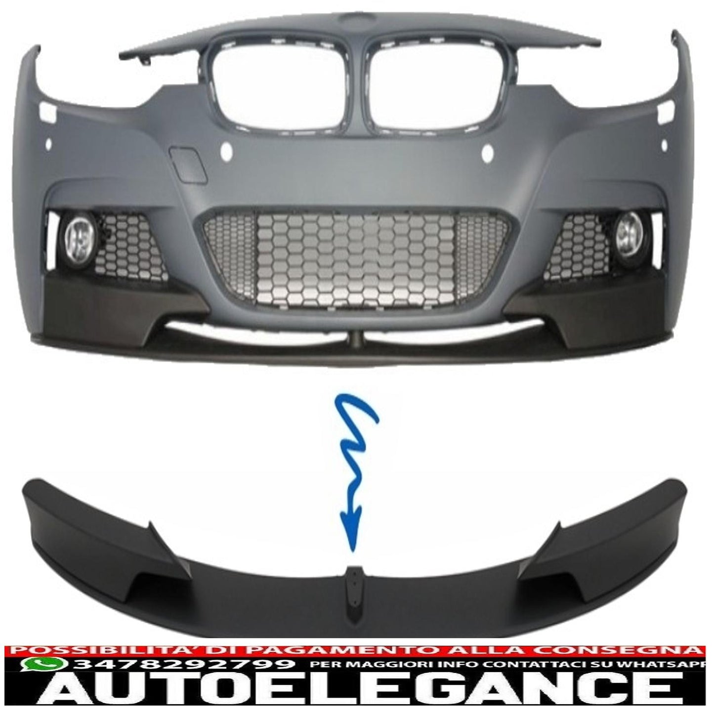 Front Bumper Spoiler Suitable for BMW 3 Series F30 F31 (2011-up) Sedan Touring M-Performance Design 