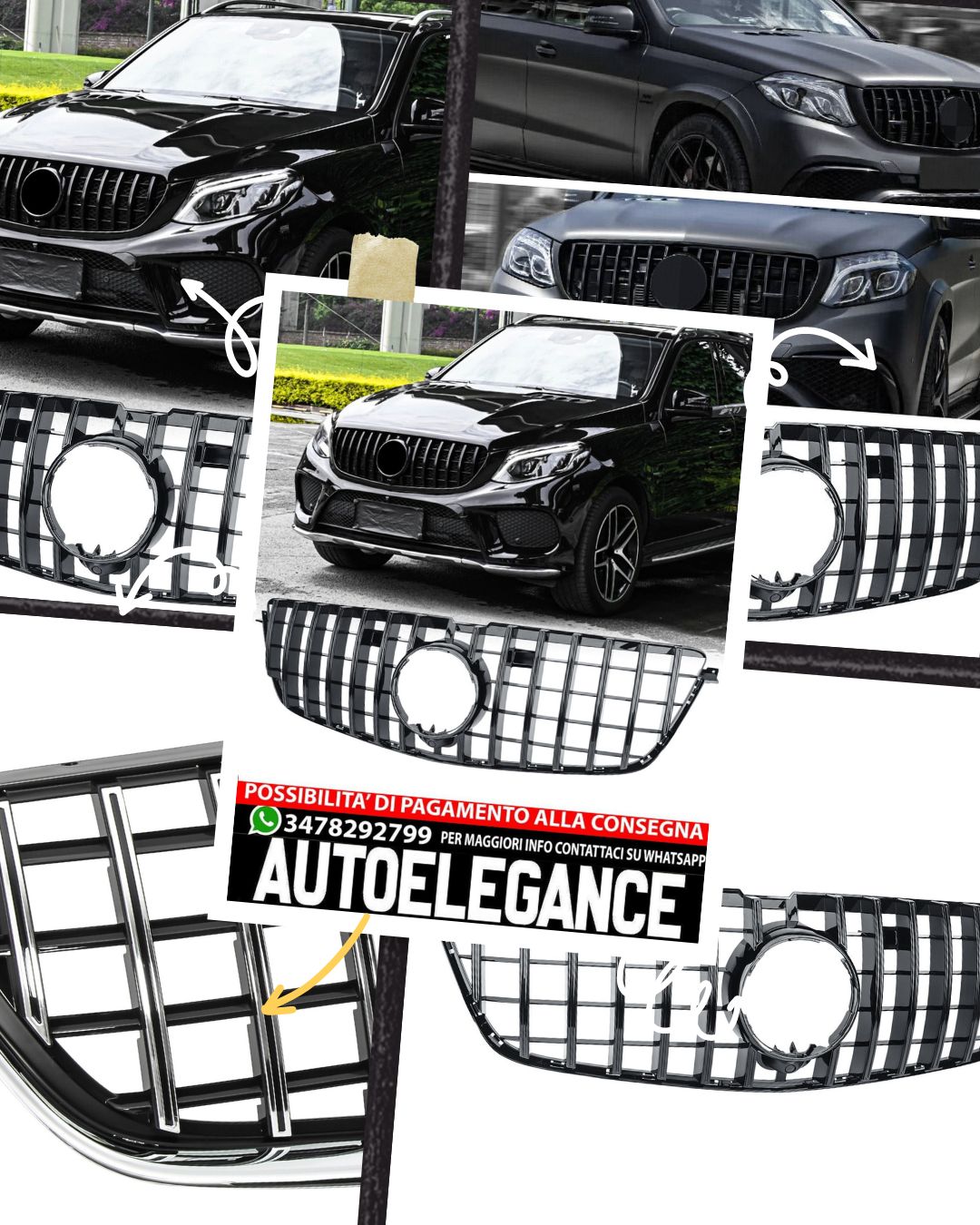 Griglia GT Panamericana adatta per Mercedes Classe GL W166 X166 12-15 nera