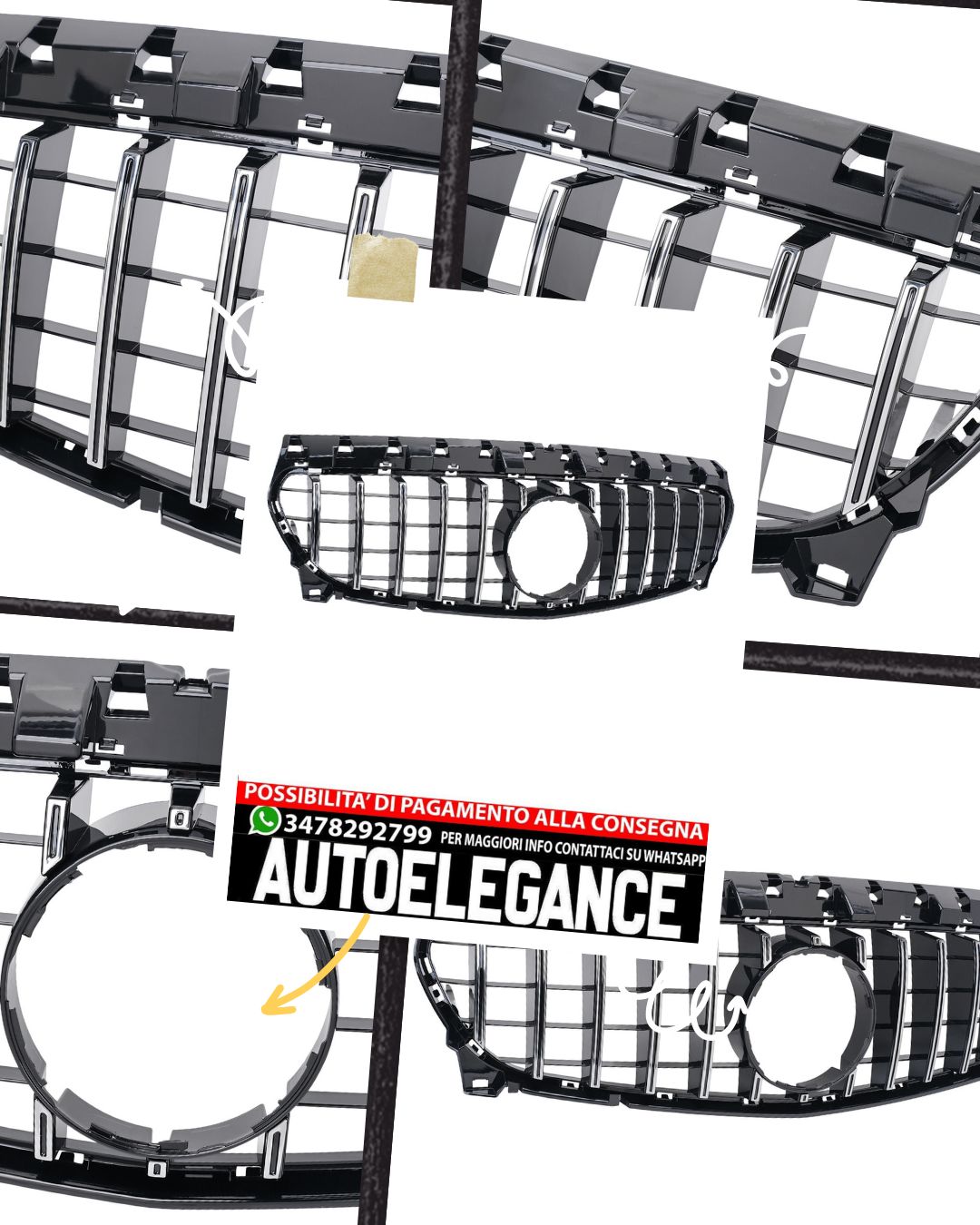 Griglia GT Panamericana adatta per Mercedes CLA W117 X117 dal 16 argento nero